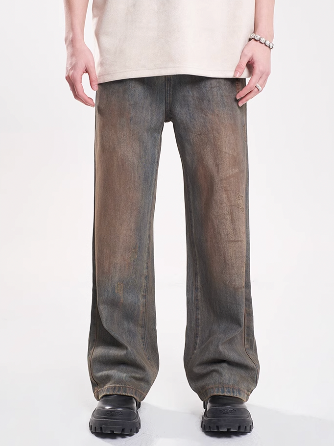 F3F Select Dirty Dyed Distressed Blue Ripped Jeans