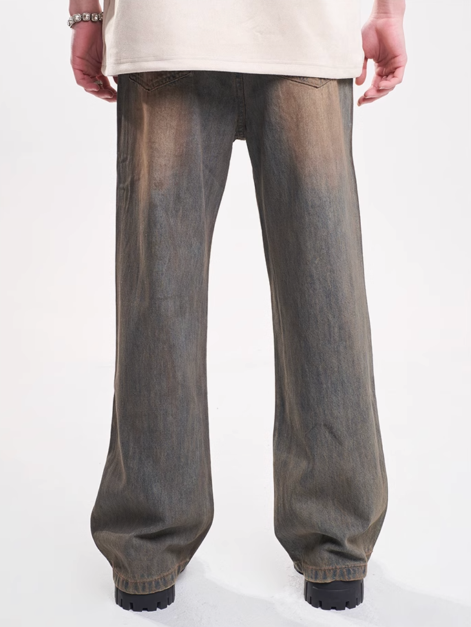 F3F Select Dirty Dyed Distressed Blue Ripped Jeans