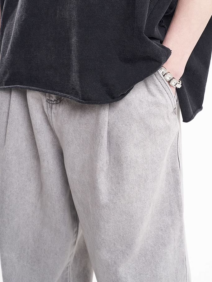 F3F Select Leg Button Strap Wide Jeans