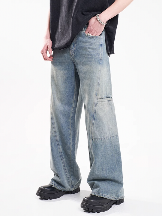 F3F Select Vintage Washed Wide Leg Work Jeans