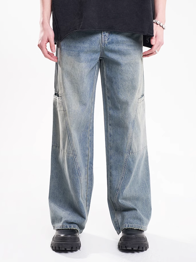 F3F Select Vintage Washed Wide Leg Work Jeans