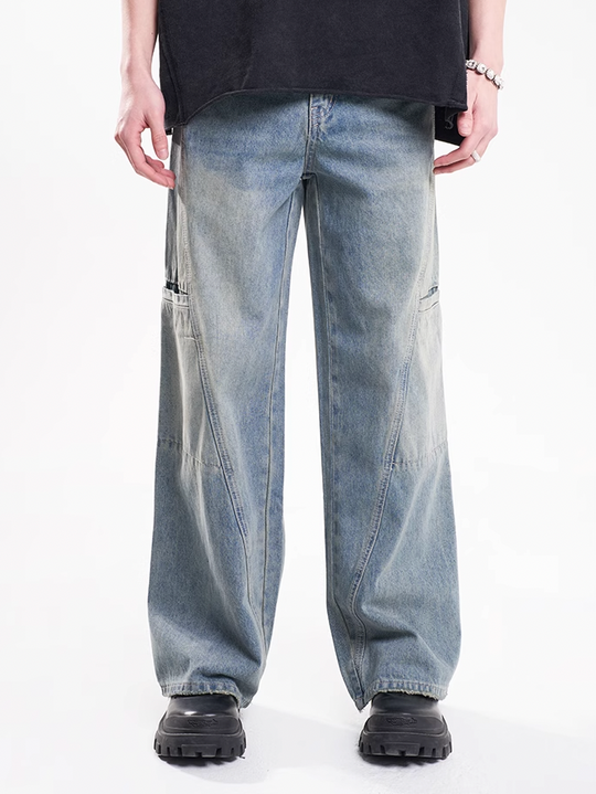 F3F Select Vintage Washed Wide Leg Work Jeans