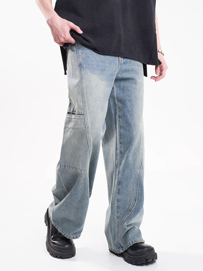 F3F Select Vintage Washed Wide Leg Work Jeans