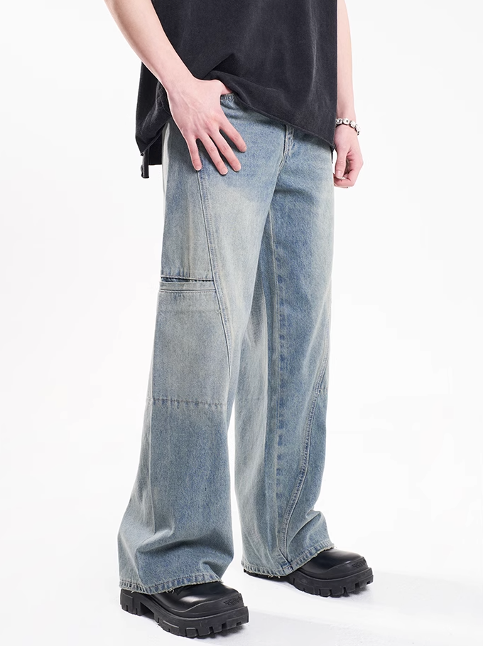F3F Select Vintage Washed Wide Leg Work Jeans