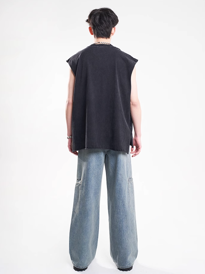 F3F Select Vintage Washed Wide Leg Work Jeans