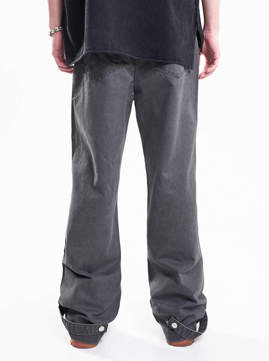 F3F Select Vintage Washed Adjustable Pockets Belt Work Jeans