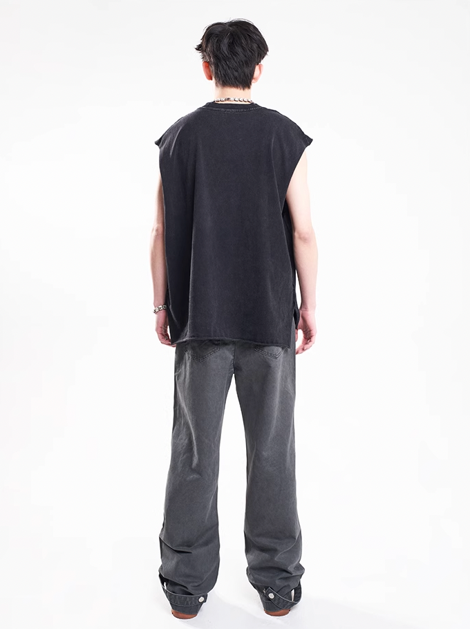 F3F Select Vintage Washed Adjustable Pockets Belt Work Jeans