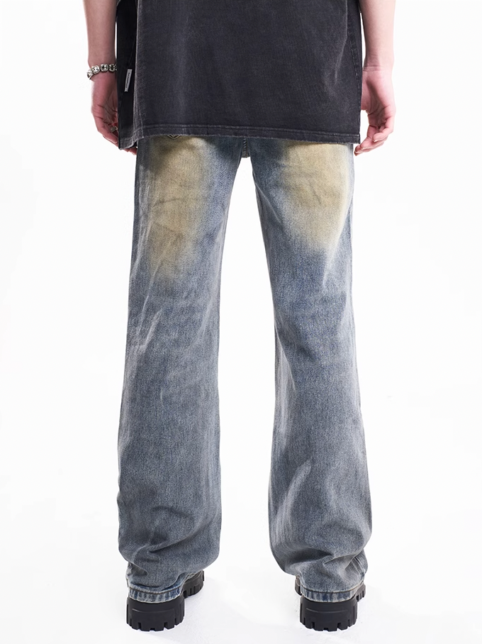F3F Select Irregular Yellow Mud Dye Jeans