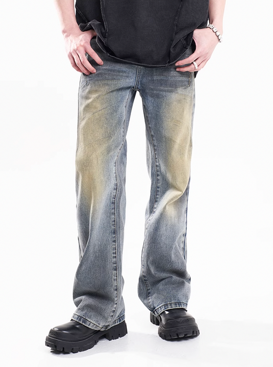 F3F Select Irregular Yellow Mud Dye Jeans