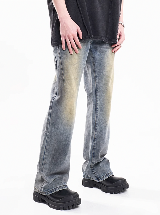 F3F Select Irregular Yellow Mud Dye Jeans