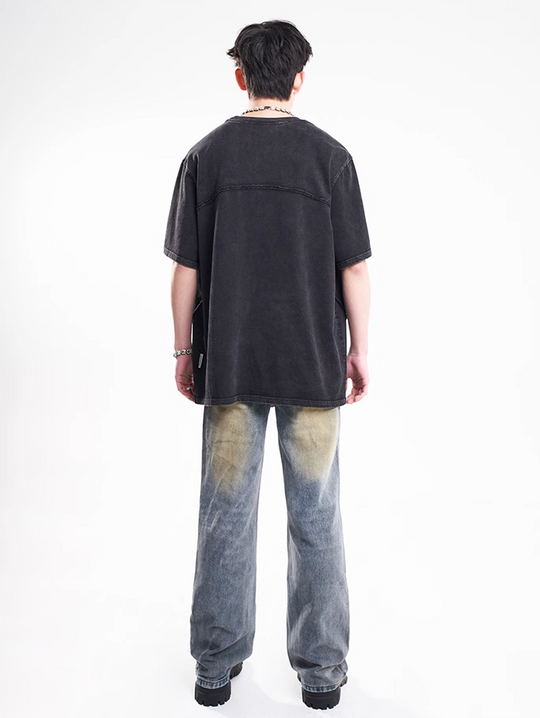 F3F Select Irregular Yellow Mud Dye Jeans