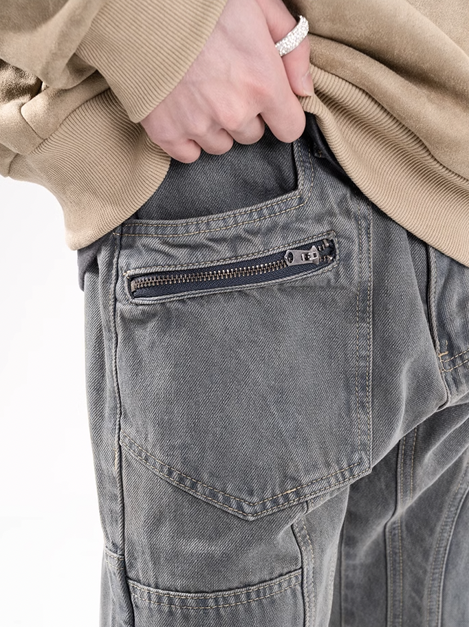 F3F Select Side Deconstruction Leg Zipper Design Jeans