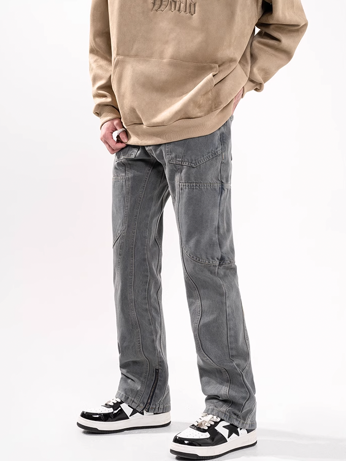 F3F Select Side Deconstruction Leg Zipper Design Jeans