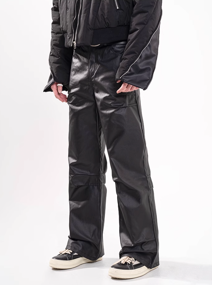 F3F Select Micro Flare Black Textured Leather Pants