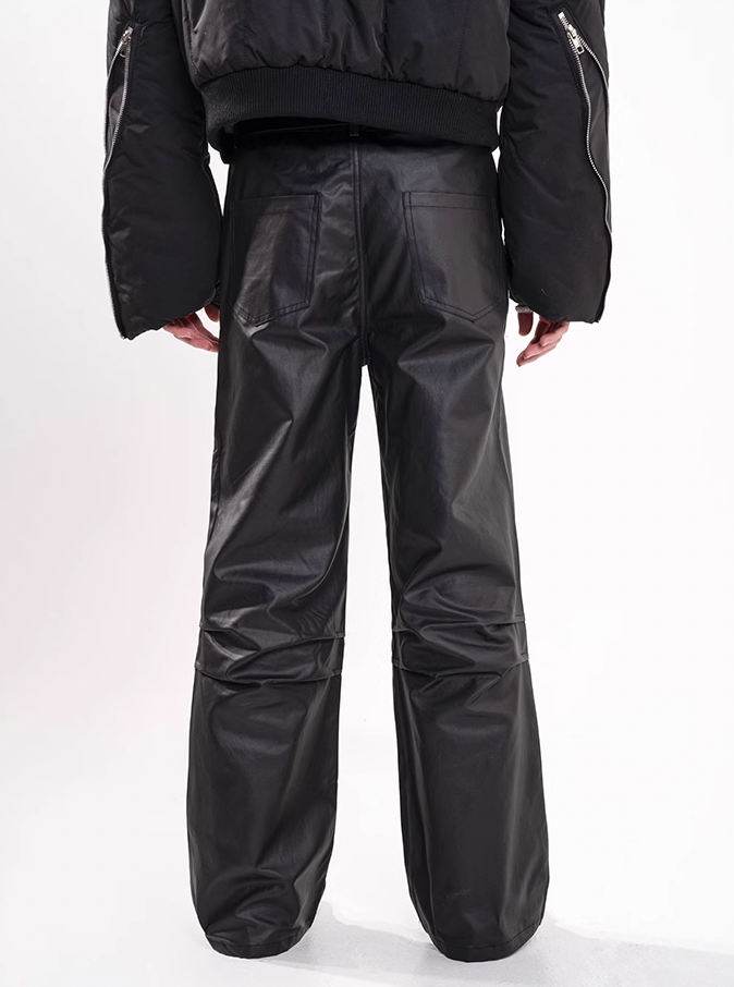 F3F Select Micro Flare Black Textured Leather Pants