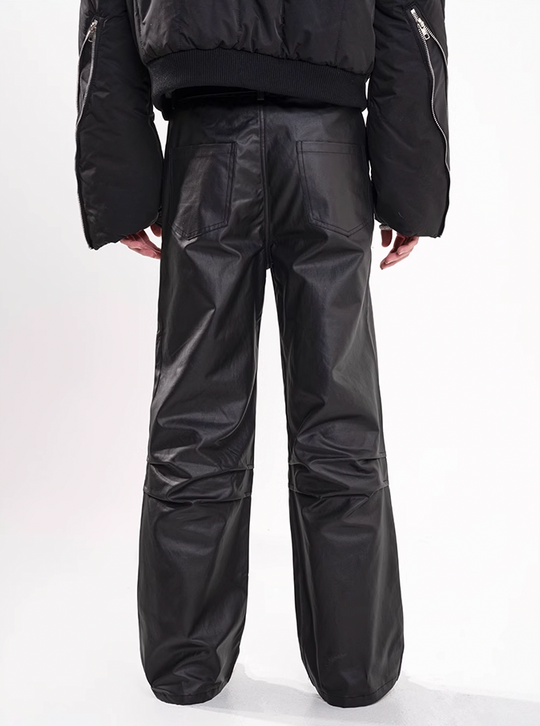 F3F Select Micro Flare Black Textured Leather Pants