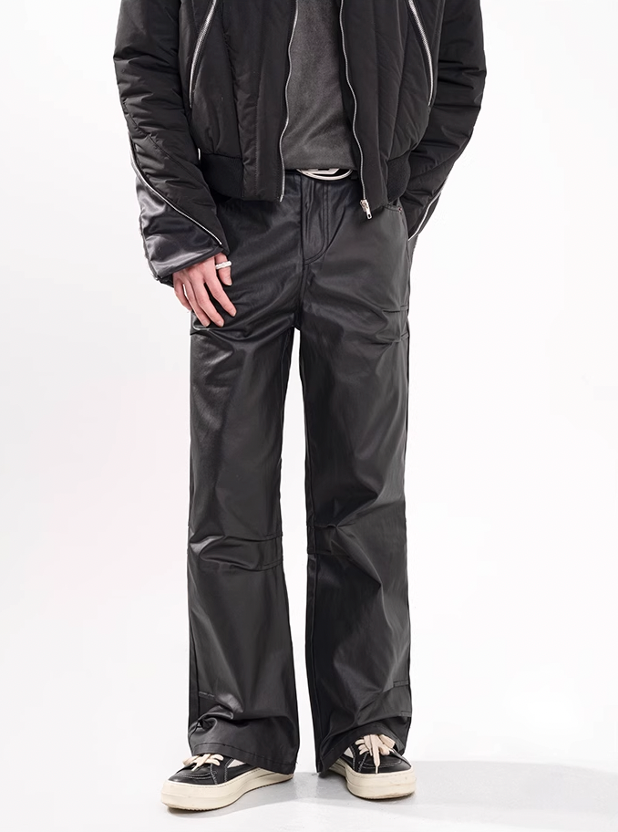 F3F Select Micro Flare Black Textured Leather Pants