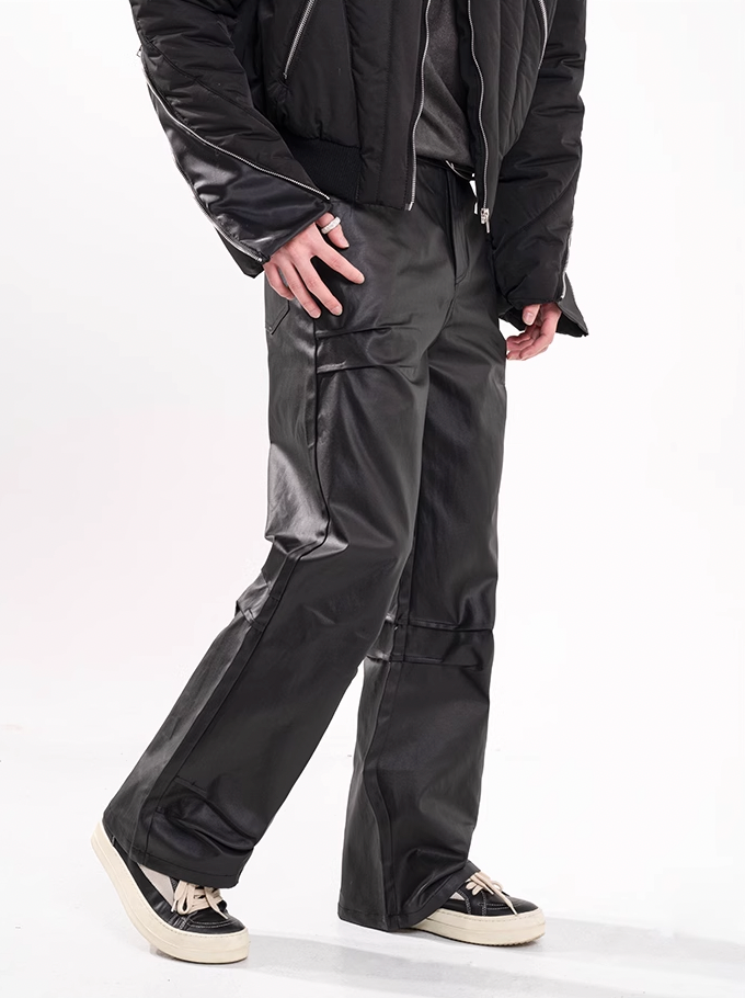 F3F Select Micro Flare Black Textured Leather Pants