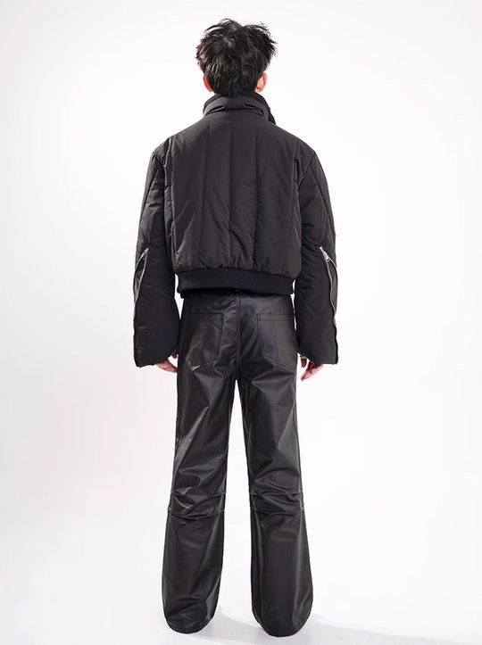 F3F Select Micro Flare Black Textured Leather Pants