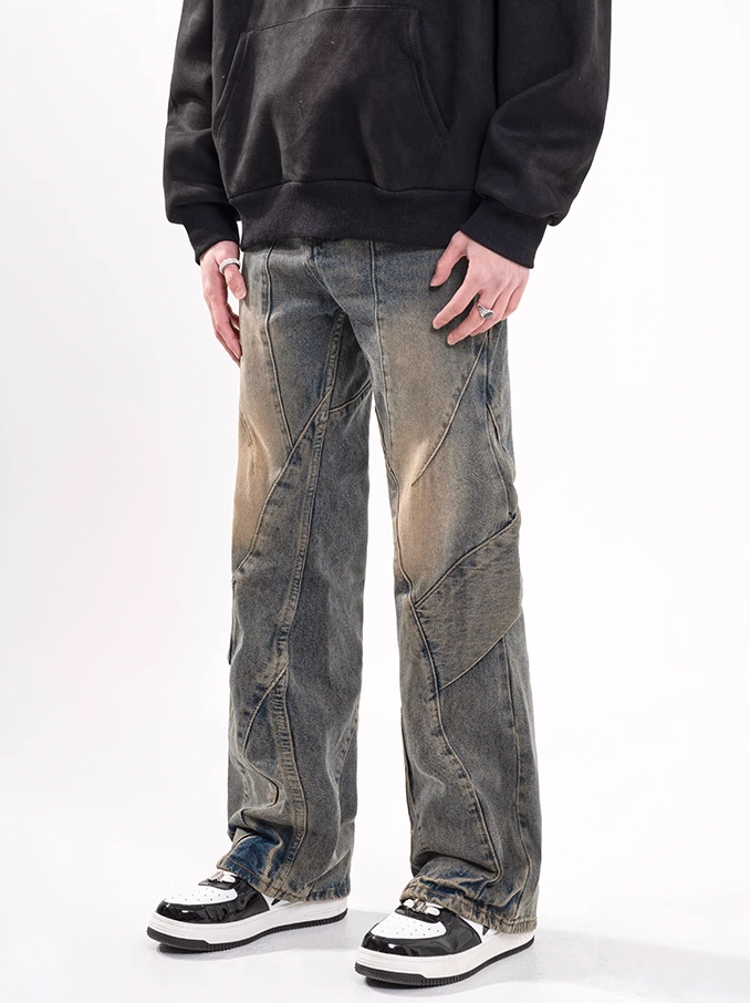 F3F Select Live Piece Splicing Mud Dyed Blue Jeans