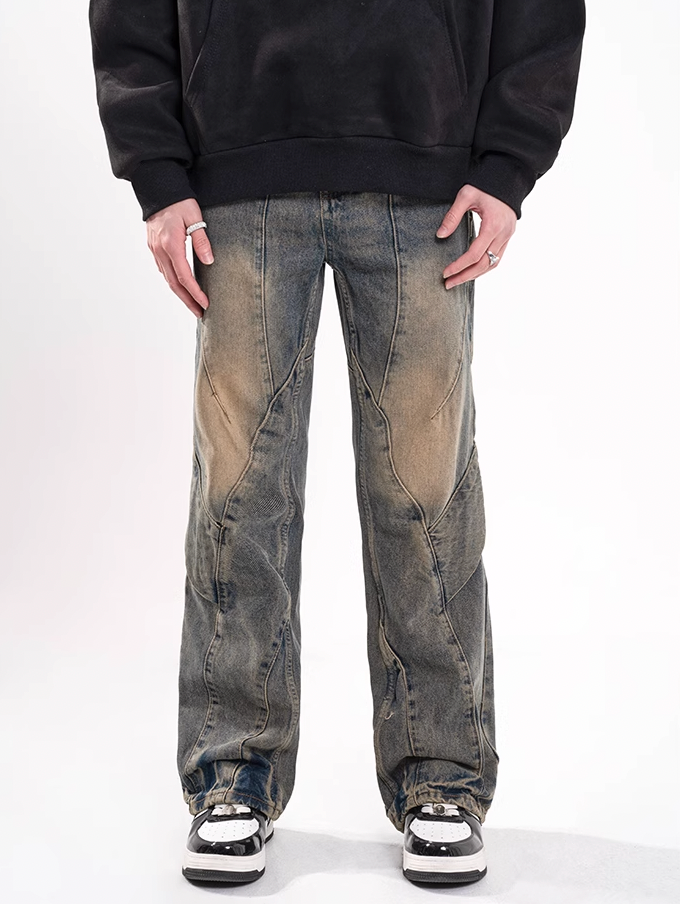 F3F Select Live Piece Splicing Mud Dyed Blue Jeans