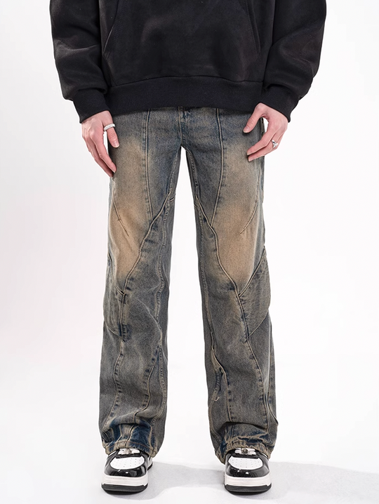F3F Select Live Piece Splicing Mud Dyed Blue Jeans