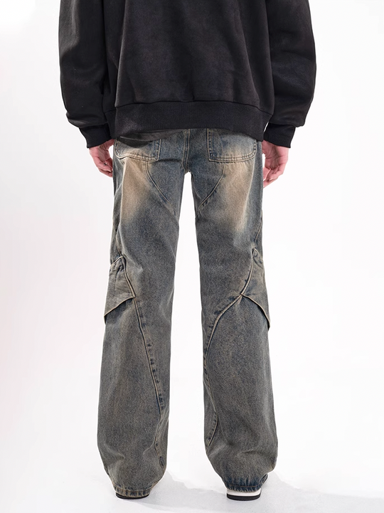 F3F Select Live Piece Splicing Mud Dyed Blue Jeans