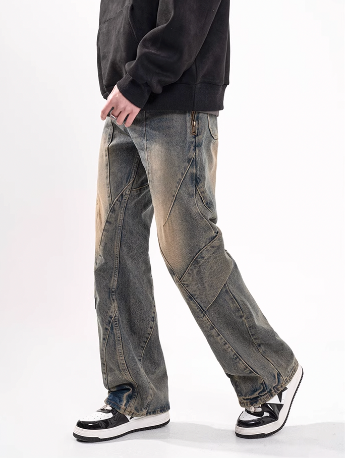 F3F Select Live Piece Splicing Mud Dyed Blue Jeans