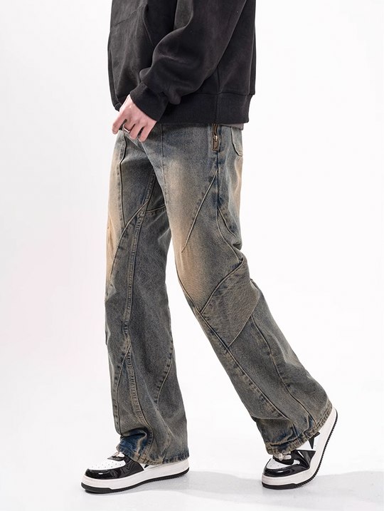 F3F Select Live Piece Splicing Mud Dyed Blue Jeans
