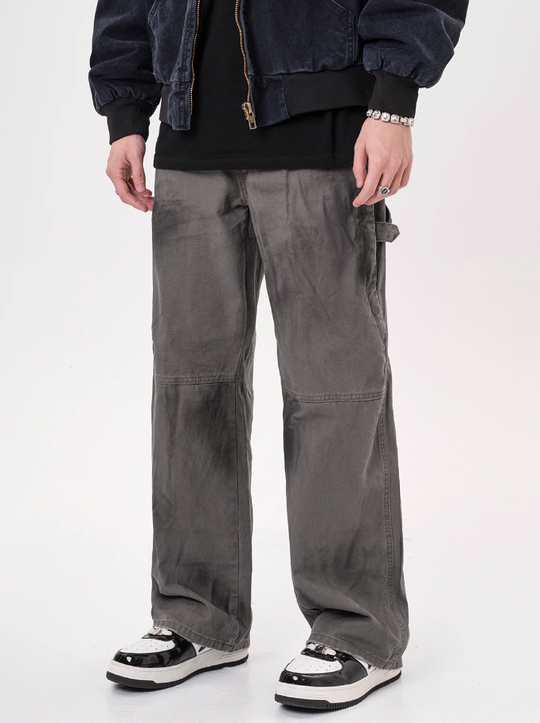F3F Select Retro Washed Distressed Strappy Work Pants