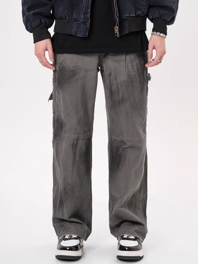 F3F Select Retro Washed Distressed Strappy Work Pants