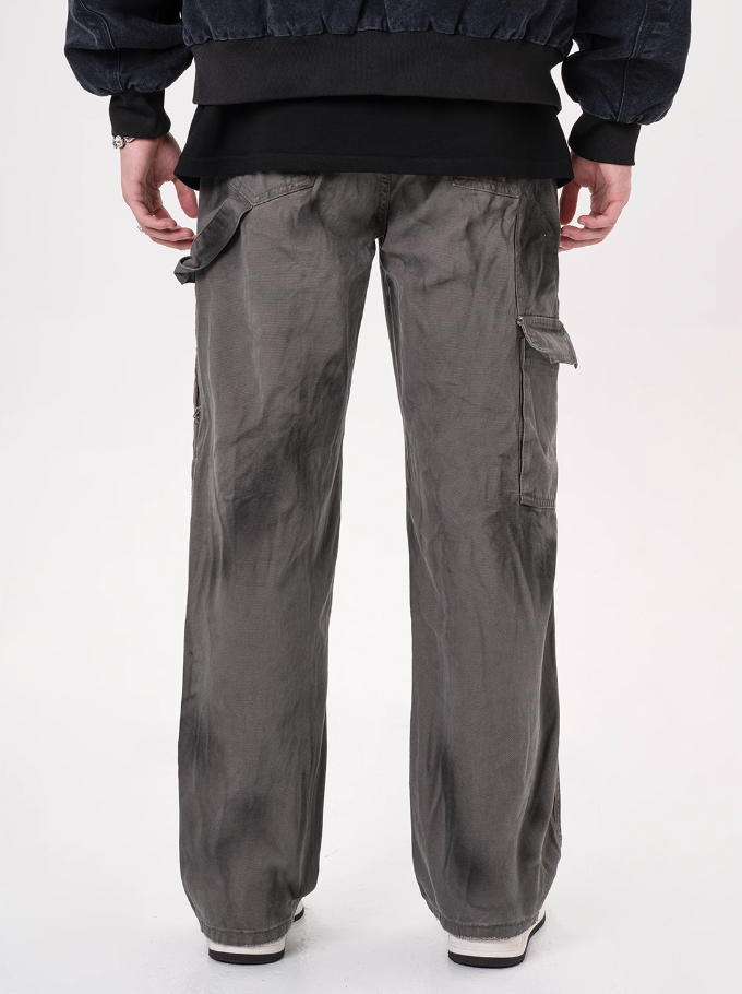 F3F Select Retro Washed Distressed Strappy Work Pants