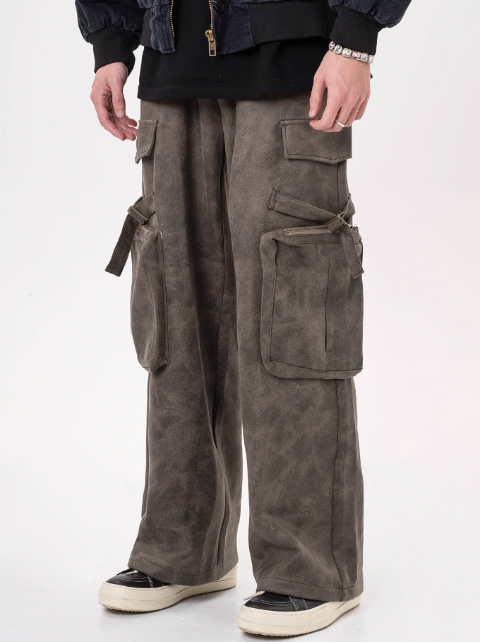 F3F Select Texture Suede Multi Pocket Work Cargo Pants