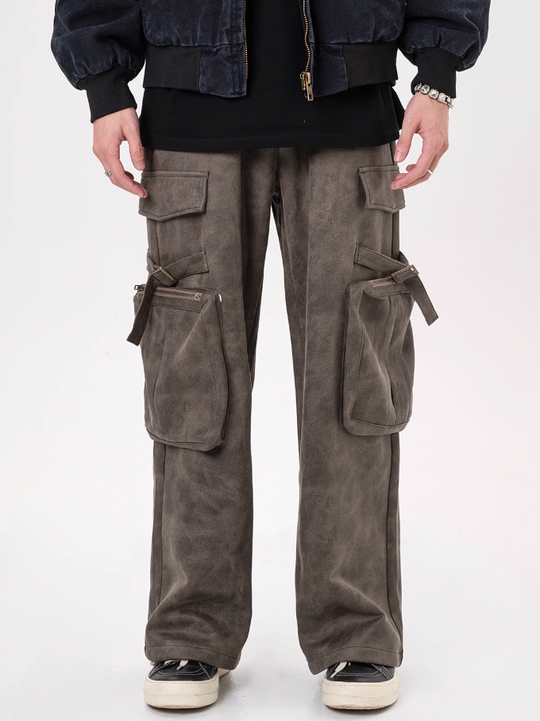 F3F Select Texture Suede Multi Pocket Work Cargo Pants