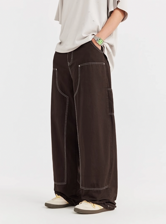 F3F Select Washed Lumberjack Wide Legged Work Pants