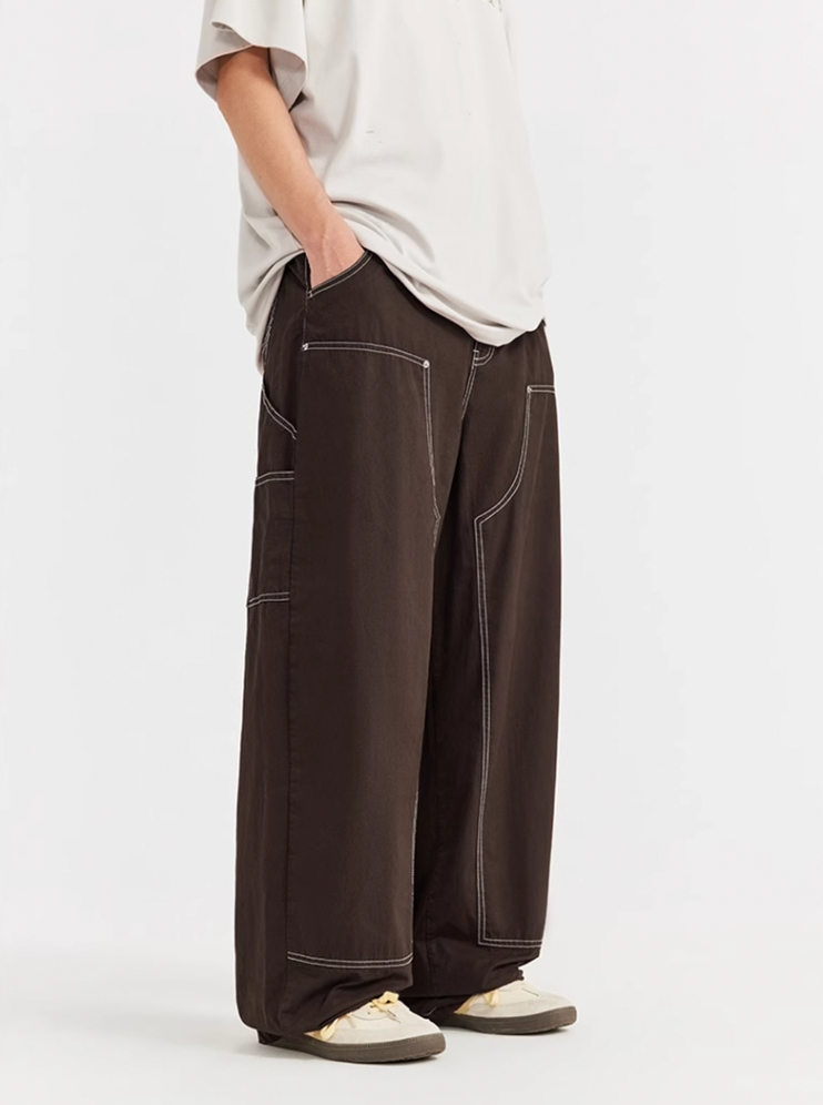 F3F Select Washed Lumberjack Wide Legged Work Pants