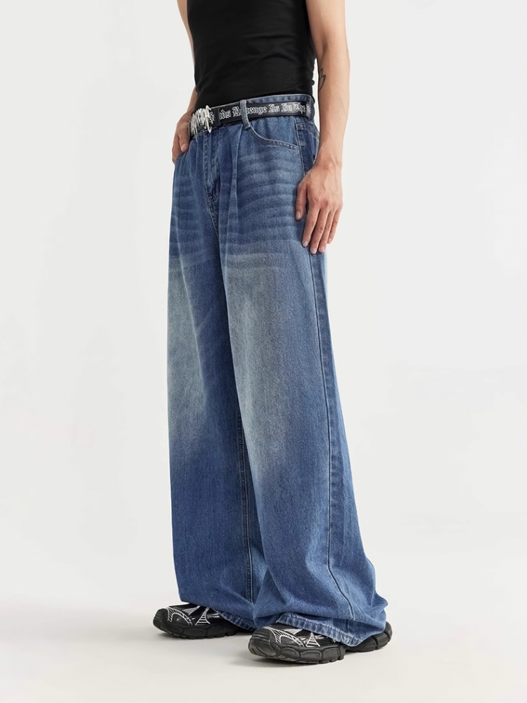 F3F Select Washed Wide Leg Tuck Jeans