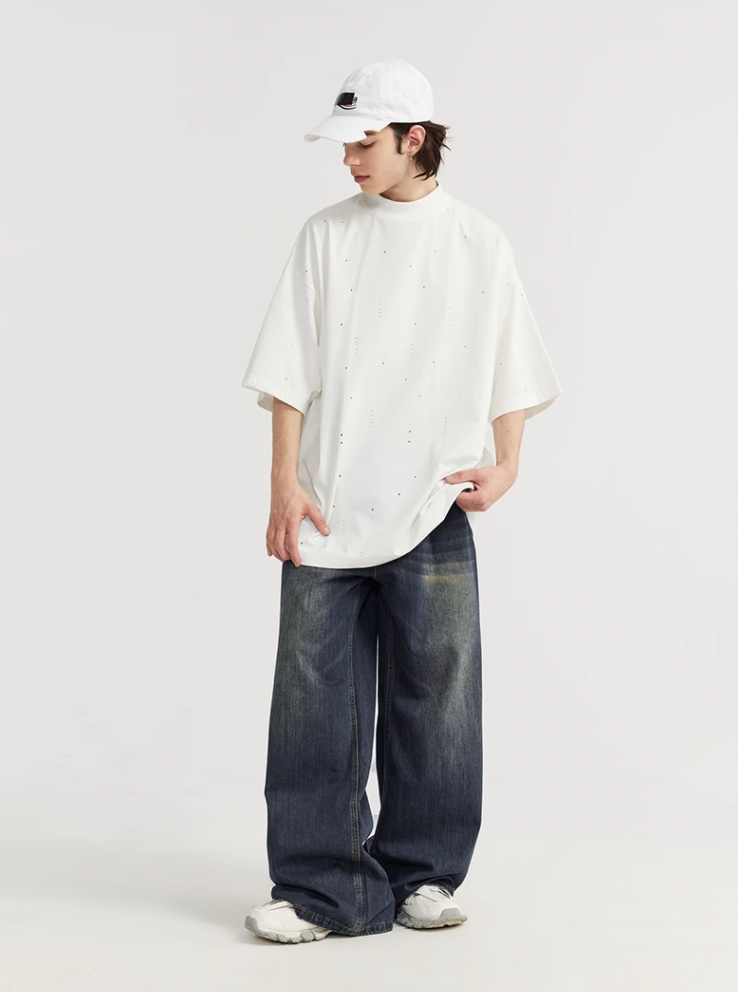 F3F Select Washed Wide Leg Tuck Jeans