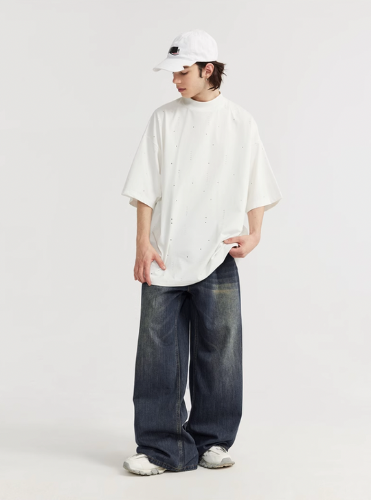 F3F Select Washed Wide Leg Tuck Jeans