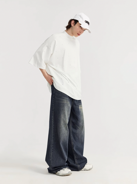 F3F Select Washed Wide Leg Tuck Jeans