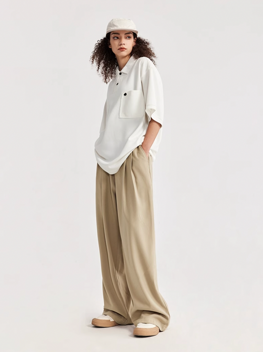 F3F Select Wide Leg Tuck Casual Suit Pants