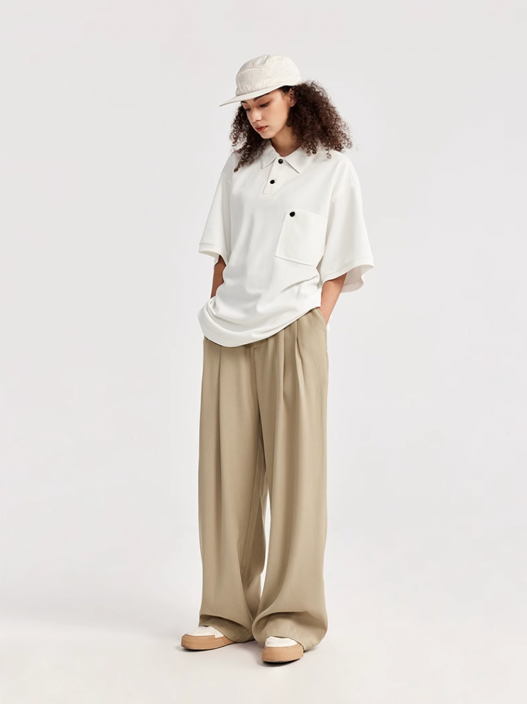 F3F Select Wide Leg Tuck Casual Suit Pants