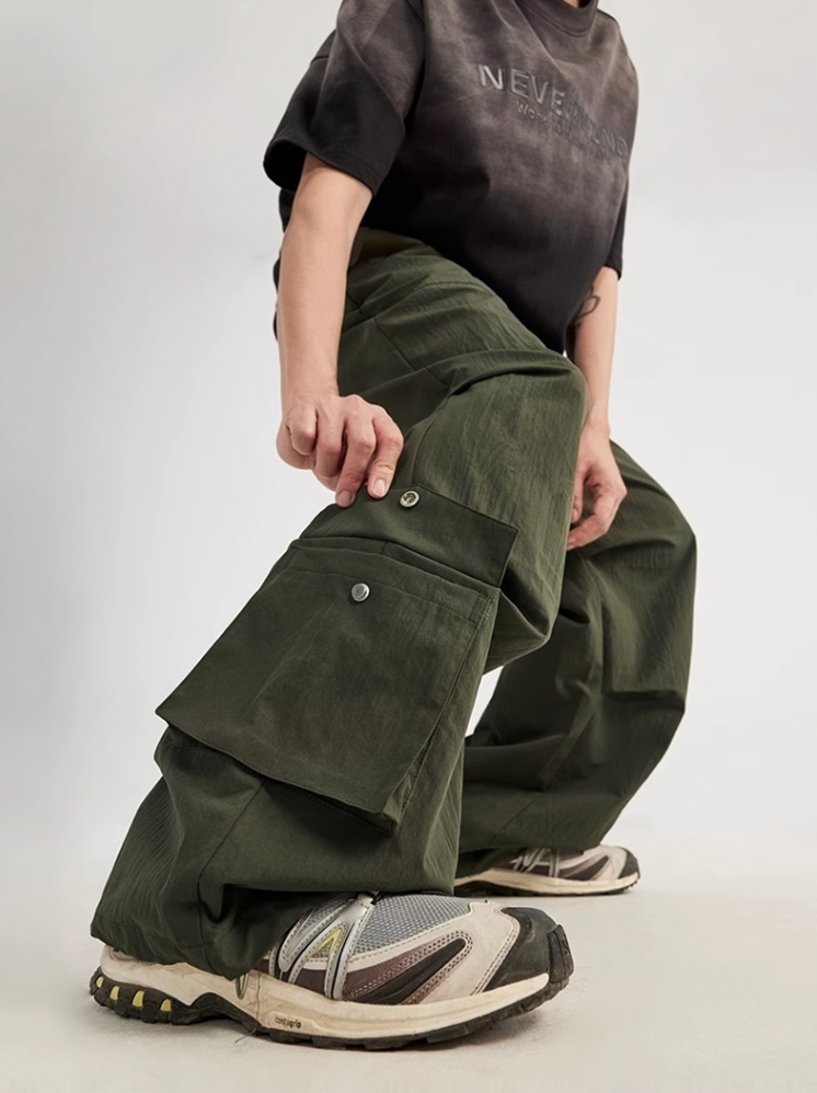 F3F Select Multi Pocket Pleated Wide Leg Work Cargo Pants