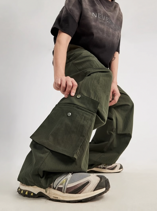 F3F Select Multi Pocket Pleated Wide Leg Work Cargo Pants
