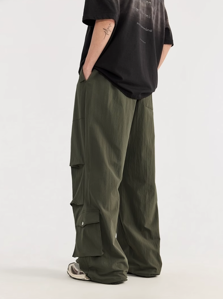 F3F Select Multi Pocket Pleated Wide Leg Work Cargo Pants