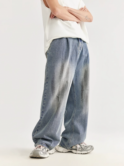 F3F Select Retro Washed & Rubbed Distressed Tuck Jeans