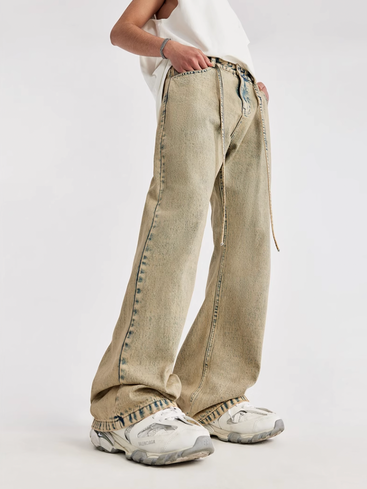 F3F Select Yellow Mud Dyed Old Washed Micro Jeans
