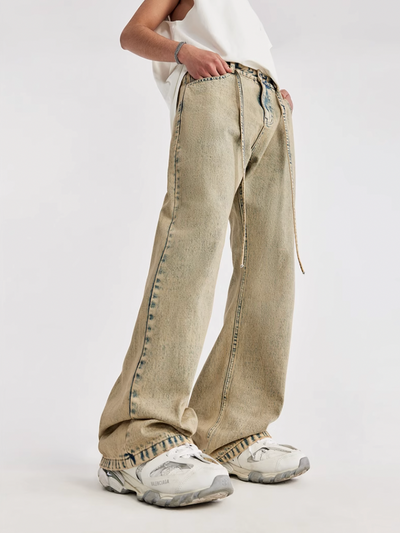 F3F Select Yellow Mud Dyed Old Washed Micro Jeans