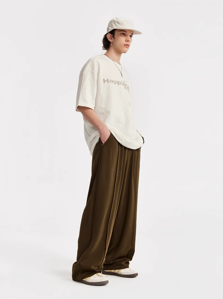 F3F Select Glossy Wide Leg Casual Suit Pants