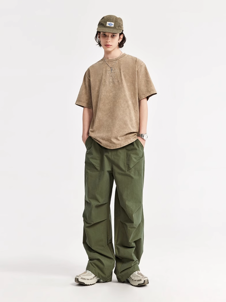 F3F Select Double Pleated Paratrooper Wide Leg Work Pants
